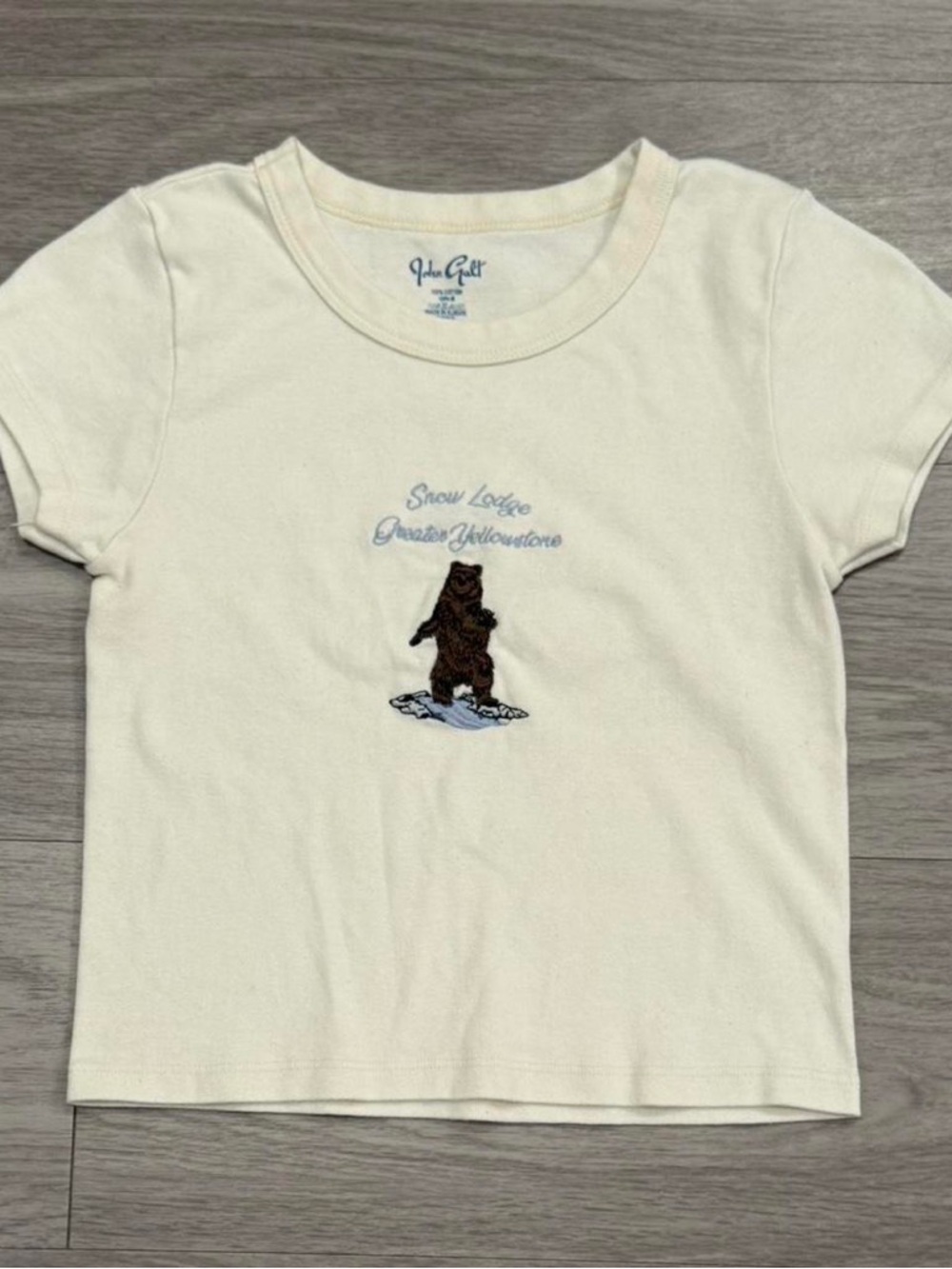 Two Brandy Melville Girls' Cream Bear Graphic Tee